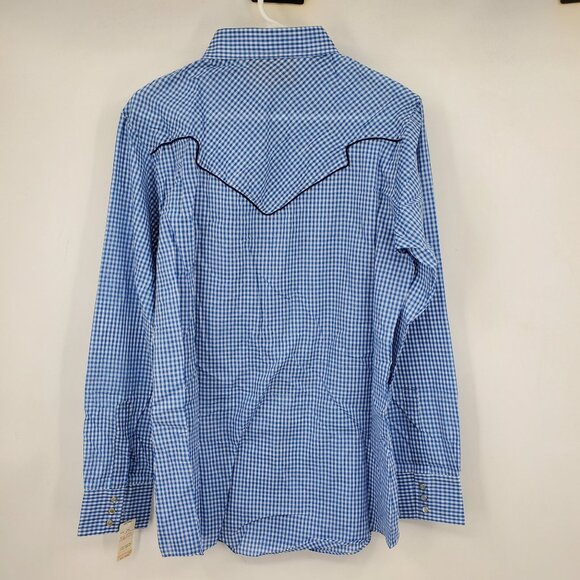 Vintage Gap Fashion Pioneers Blue Western Pearl Snap Cowboy Shirt Size Large - Picture 2 of 10